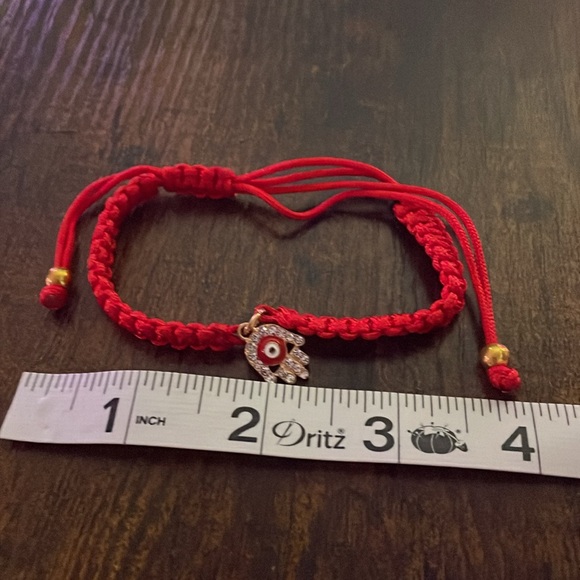 Mindful Souls Braided Red Prayer Adjustable Bracelet Hand of Fatima Evil Eye - Picture 3 of 5